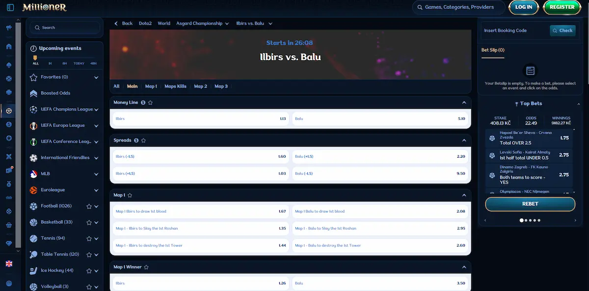 Millioner sázkové trhy na Dota 2 pro The International